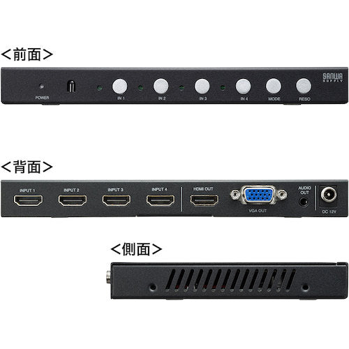 ＳＡＮＷＡ　４入力１出力ＨＤＭＩ画面分割切替器（４Ｋ対応）　SW-UHD41MTV　1 台