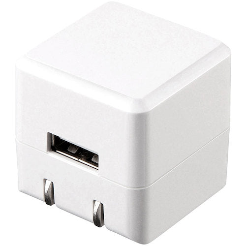 SANWA Cube-type USB Charger (1A, High Durability Type, White) ACA-IP70W 1 unit