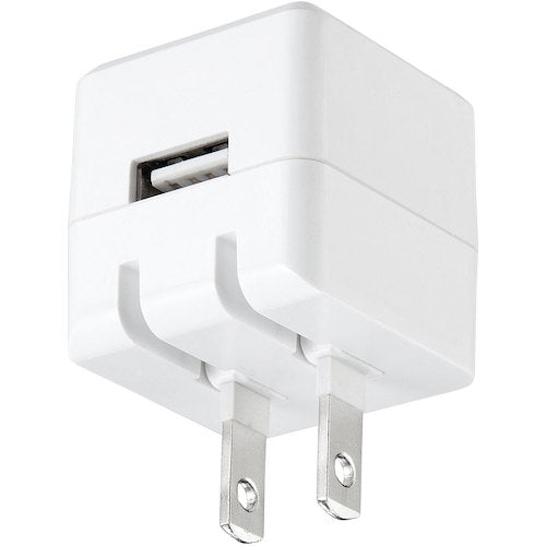 SANWA Cube-type USB Charger (1A, High Durability Type, White) ACA-IP70W 1 unit