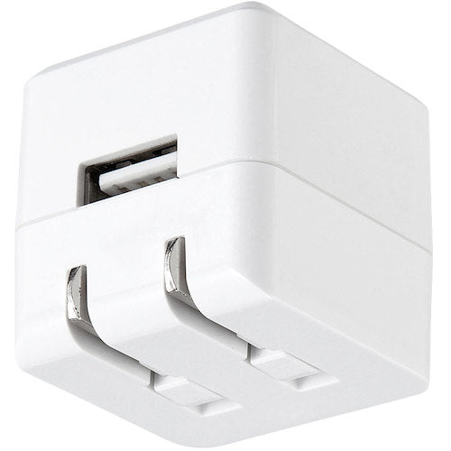 SANWA Cube-type USB Charger (1A, High Durability Type, White) ACA-IP70W 1 unit