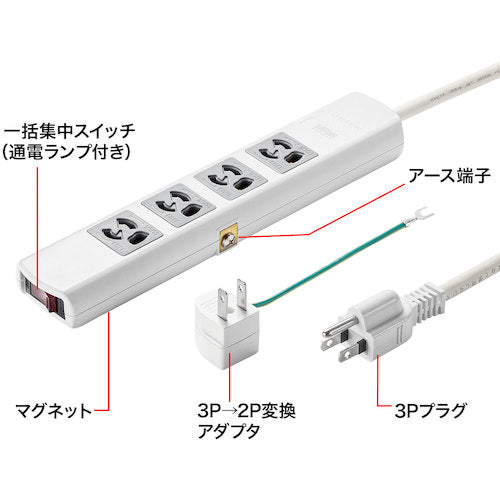 ＳＡＮＷＡ　電源タップ　TAP-34MG-5　1 個