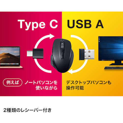 SANWA Silent Wireless Blue LED Mouse MA-WBLC169BK 1 piece