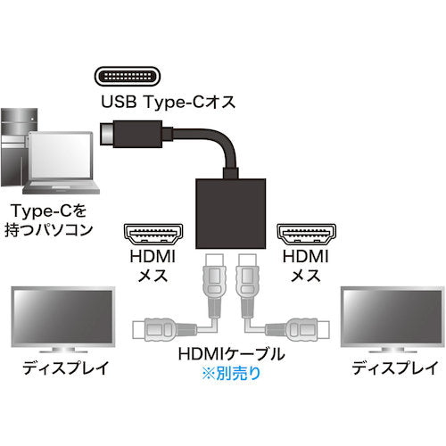 SANWA USB TypC MST 허브 (DisplayPort Alt 모드) AD-ALCMST2HD 1대