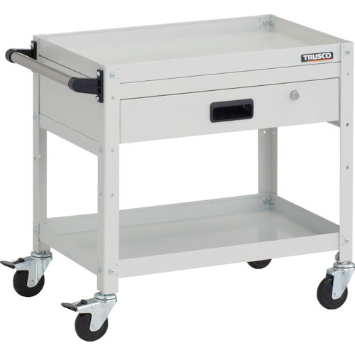 TRUSCCO 툴 왜건 래빗 왜건 600X400XH600 2단 1단 인출 핸들 부착 고무 바퀴 화이트 RBW-662VH W 1대