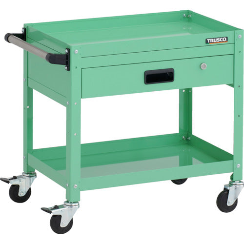 TRUSCCO 툴 왜건 래빗 왜건 600X400XH600 2단 1단 인출 핸들 부착 고무 바퀴 영 그린 RBW-662VH YG 1대