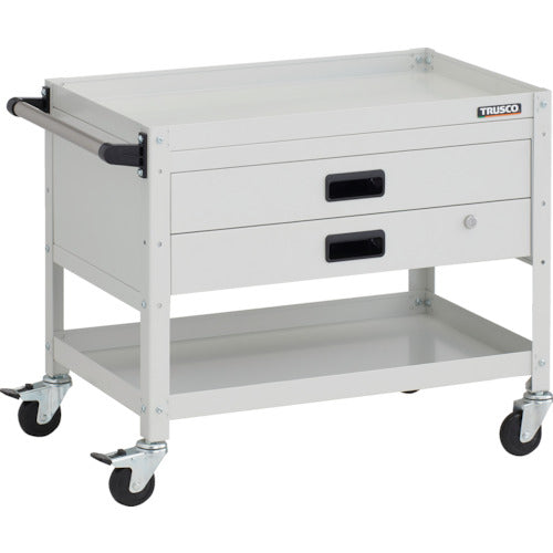 TRUSCCO 툴 왜건 래빗 왜건 700X450XH600 2단 2단 인출부 핸들 부착 고무 바퀴 화이트 RBW-672XH W 1대