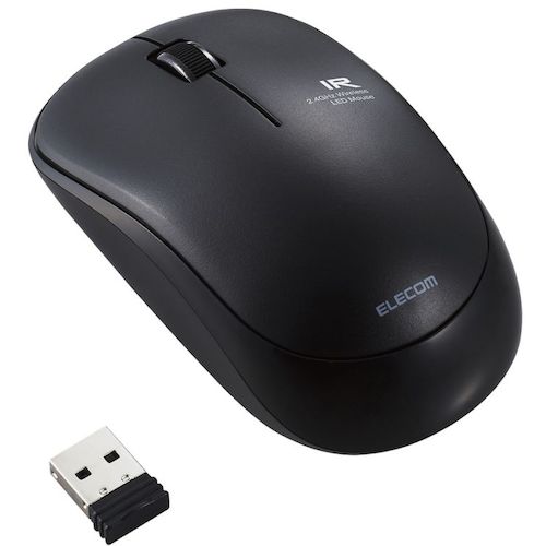 ELECOM IR Mouse ENELO Series Wireless 3 Buttons Power Saving Quiet Buttons Antibacterial Black M-IR07DRSKBK 1 pc