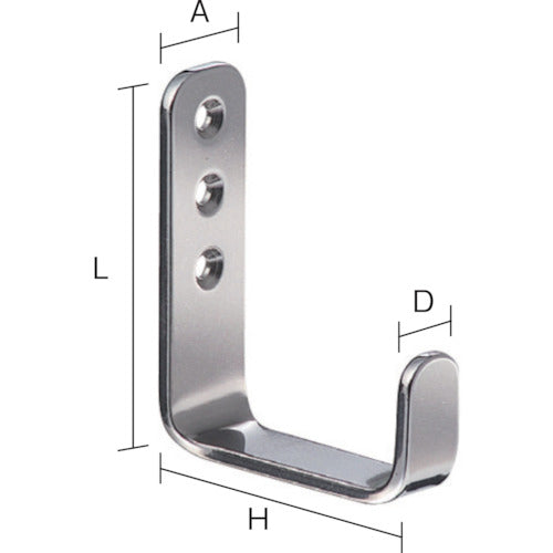 ＴＲＵＳＣＯ　Ｌ型フック　ＳＵＳ　鏡面　１０６ｍｍ　LU-106-SM　1 個