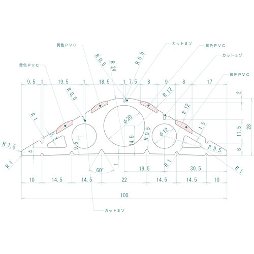 ＴＲＵＳＣＯ　コードプロテクター（ケーブルプロテクター）　φ２０Ｘ５ｍ　CA205M　1 本