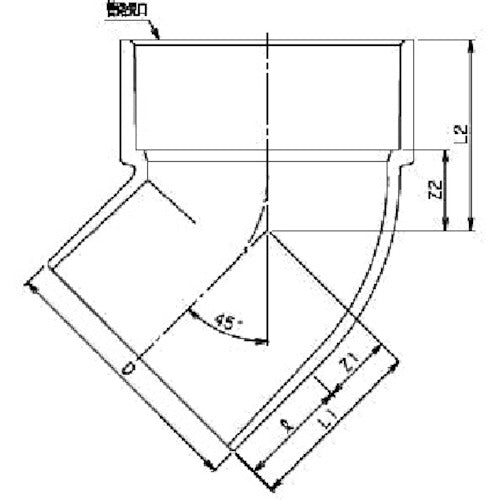 Ｍａｅｚａｗａ　４５度片受エルボ　４５ＫＬ５０ＪＣ　45KL50JC　1 個