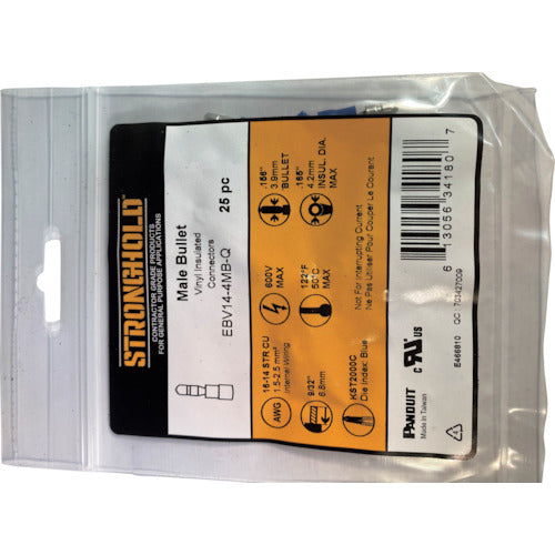 스트롱 홀드 비닐 절연 피복 부착 수형 기보시 단자 전선 사이즈: AWG16~14/1.25~2sq 단자 폭 3.9mm 25개들이 EBV14-4MB-Q EBV14-4MB-Q 1봉투