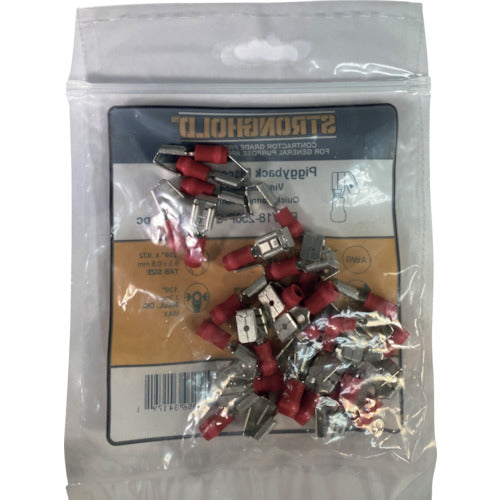 스트롱 홀드 Piggy Back 비닐 절연 피복 부착 압착 단자 전선 사이즈:AWG22~18/0.3~0.75sq 250 탭용 25개들이 EDV18-250P-Q EDV18-250P-Q 1봉투