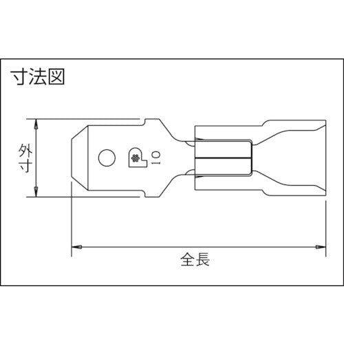 스트롱 홀드 Piggy Back 비닐 절연 피복 부착 압착 단자 전선 사이즈：AWG16~14/1.25~2sq 250 탭용 25개들이 EDV14-250P-Q EDV14-250P-Q 1봉투