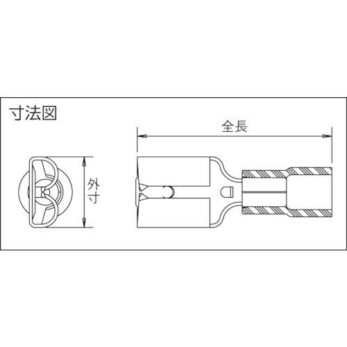 스트롱 홀드 비닐 절연 피복 부착 압착 단자 암형 전선 사이즈：AWG22～18/0.3～0.75sq 250 탭용 25개들이 EDV18-250B-Q EDV18-250B-Q 1봉