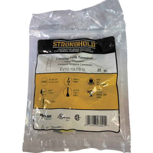 스트롱 홀드 비닐 절연 피복 부착 압착 단자(빠짐 방지 타입 선개형) 전선 사이즈: AWG12~10/3.5~5.5sq 설치 나사: M5 25개들이 EV10-10LFB-Q EV10-10LFB-Q 1봉투