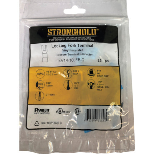 스트롱 홀드 비닐 절연 피복 부착 압착 단자(빠짐 방지 타입 선개형) 전선 사이즈: AWG16~14/1.25~2sq 설치 나사: M5 25개들이 EV14-10LFB-Q EV14-10LFB-Q 1봉투