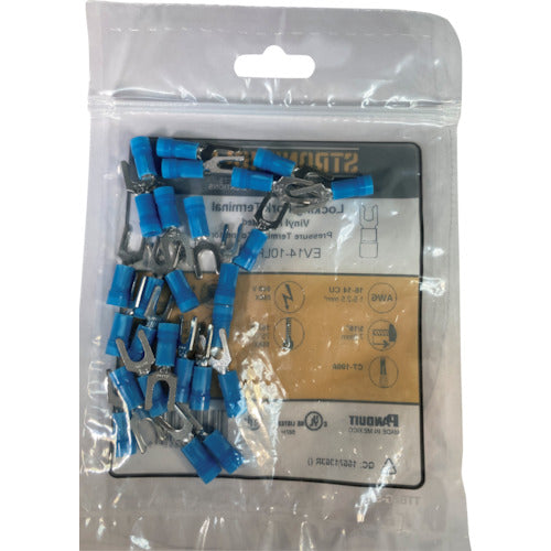 스트롱 홀드 비닐 절연 피복 부착 압착 단자(빠짐 방지 타입 선개형) 전선 사이즈: AWG16~14/1.25~2sq 설치 나사: M5 25개들이 EV14-10LFB-Q EV14-10LFB-Q 1봉투