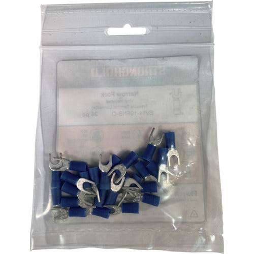 스트롱 홀드 비닐 절연 피복 부착 압착 단자(세폭 선개형) 전선 사이즈: AWG16~14/1.25~2sq 설치 나사: M5 25개들이 EV14-10FNB-Q EV14-10FNB-Q 1봉투