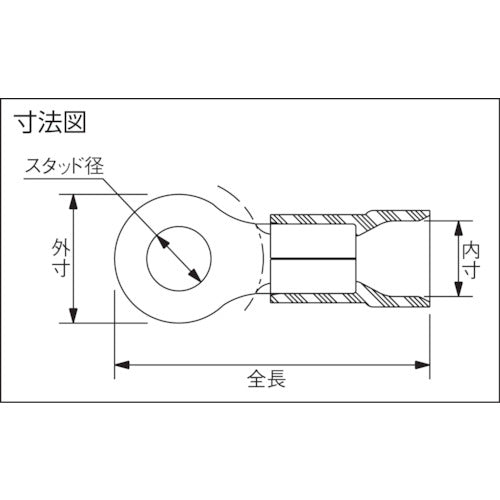 ストロングホールド　ビニール絶縁被覆付圧着端子（丸形）　電線サイズ：ＡＷＧ１２〜１０／３．５〜５．５ｓｑ　取付ネジ：Ｍ４　２５個入り　ＥＶ１０−８ＲＢ−Ｑ　EV10-8RB-Q　1 袋