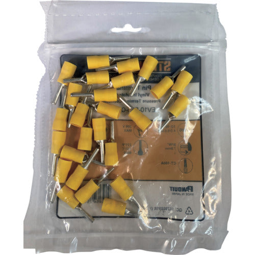 스트롱 홀드 비닐 절연 피복 부착 핀 압착 단자 전선 사이즈: AWG12~10/3.5~5.5sq 핀 사이즈: 2.5mm 25개들이 EV10-P55-QYY EV10-P55-QYY 1봉