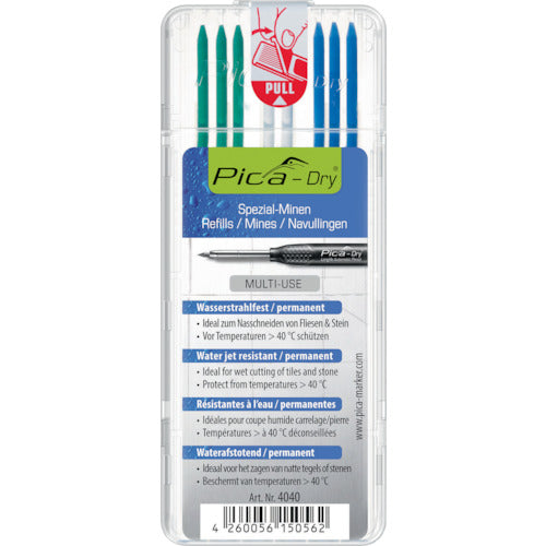 Pika Marker Replacement Leads for Architectural Mechanical Pencil "Dry" Pack of 8, Verdigris (3 of each) White (2) 4040 1 PK