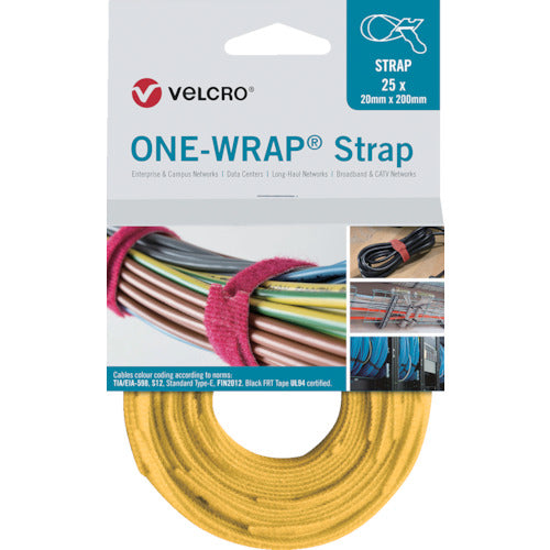 Velcro Velcro［［Ｒ上］］ ONE-WRAP［［Ｒ上］］ Strap Width 13mm x Length 200mm Yellow (25 pieces per roll) VEL-OW64304 1 roll