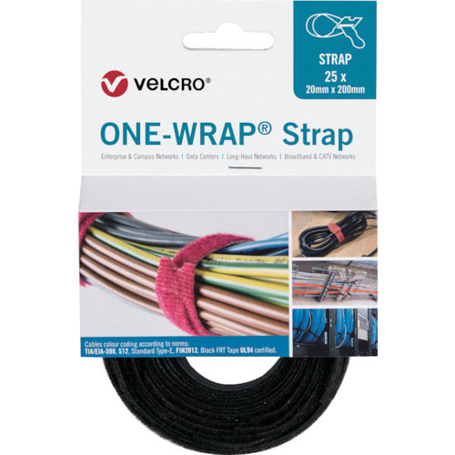 Velcro Velcro［［Ｒ上］］ ONE-WRAP［［Ｒ上］］ Strap Width 25mm x Length 300mm Black (25 pieces per roll) VEL-OW64801 1 roll
