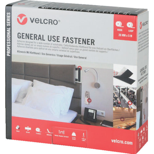 ヴェルクロ　ＶＥＬＣＲＯ［［Ｒ上］］結束テープ　多用途タイプ　幅２０ｍｍ×長さ５ｍ　黒　VEL-PS20002　1 巻