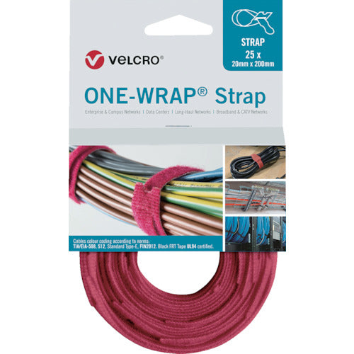 Velcro Velcro［［Ｒ上］］ ONE-WRAP［［Ｒ上］］ Strap Width 13mm x Length 200mm Red (25 pieces per roll) VEL-OW64305 1 roll