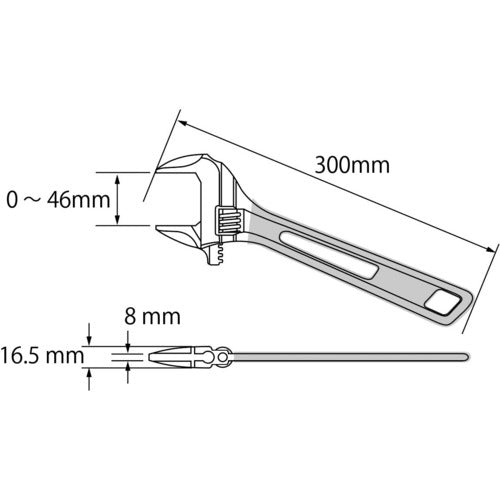 エビ　ハイブリッドモンキーレンチ　スケルトン　レッド　３００ｍｍ　UM46R　1 丁