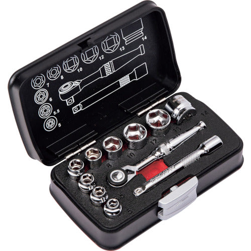 Pro-Auto 1/4DR. 11PC Stubby Ratchet &amp; Socket Set PA2011 1S