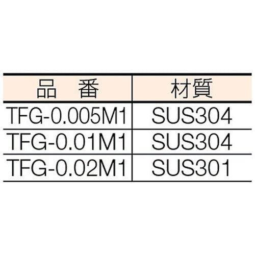 ＴＲＵＳＣＯ　フィラーゲージ　０．０１ｍｍ厚　１２．７ｍｍＸ１ｍ　ステンレス製　TFG-0.01M1　1 個