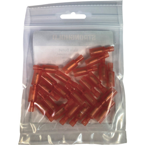 ストロングホールド　ナイロン完全絶縁被覆付オス型ギボシ端子　電線サイズ：ＡＷＧ２２〜１６／０．３〜１．２５ｓｑ　端子幅３．９ｍｍ　２５個入り　ＥＢＮＦ１８−４ＦＩＭ−Ｑ　EBNF18-4FIM-Q　1 袋