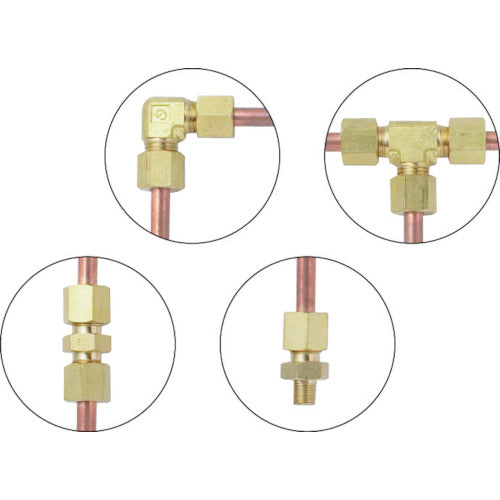 フジトク　黄銅製ハーフユニオン　Φ６×１／８Ｂ　銅管用　くい込み継手　GC-6X1/8B　1 個