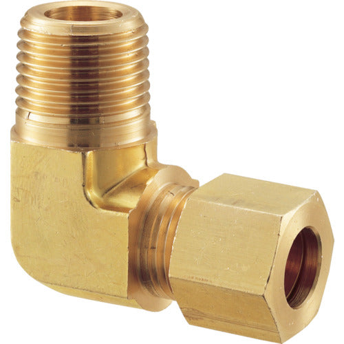 Fujitoku Brass Half Elbow Φ6 x 1/8B for Copper Pipes, Bite-type Fitting, GL2-6X1/8B, 1 Piece