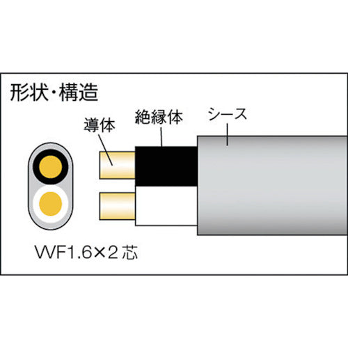 正和電工　ＶＶＦ２ｃ×１．６ｍｍ　ＶＡケーブル　５ｍ　VA-05AT　1 巻