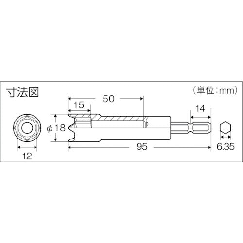 ＴＲＵＳＣＯ　電動ドライバーソケット　ピーコン用　１２ｍｍ　TEPC-12　1 個