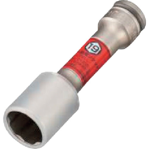 TONE 임팩트용 프로텍터 부착 퀵 피트 박형 롱 포일 너트 소켓(자동차 정비용) 대변 치수 19 mm 3APQF-19LN 1개