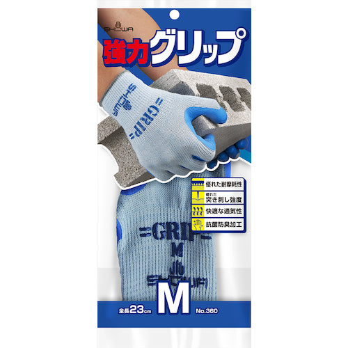 ＳＨＯＷＡ　ニトリルゴム背抜き手袋　Ｎｏ３６０強力グリップ　ブルー　Ｍサイズ　NO360-M　1 双