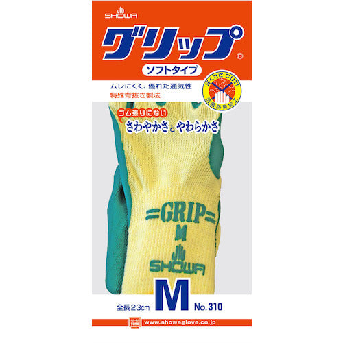ＳＨＯＷＡ　天然ゴム背抜き手袋　Ｎｏ３１０グリップ（ソフトタイプ）　グリーン　Ｍサイズ　緑　NO310-M　1 双