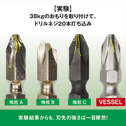 ＶＥＳＳＥＬ　先端強化ビット（両頭）　＋２×４５ｍｍ　２本組　ＤＲＢ１４２０４５　DRB142045　1 PK