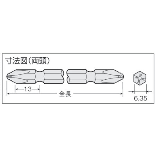 ＶＥＳＳＥＬ　ギザビット２本組（両頭）ＡＺ　＋２×１５０ｍｍ　AZ142150　1 PK