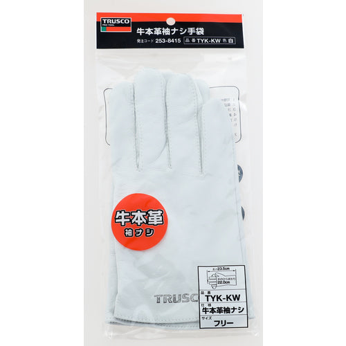 ＴＲＵＳＣＯ　袖なし革手袋　クレスト牛革製　フリーサイズ　ホワイト　TYK-KW　1 双