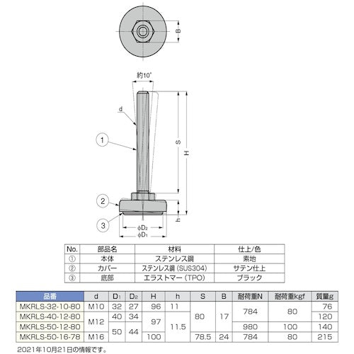SUGATSUNE (200141340) MKRLS-50-12-80 Stainless steel adjuster MKRLS-50-12-80 1 piece