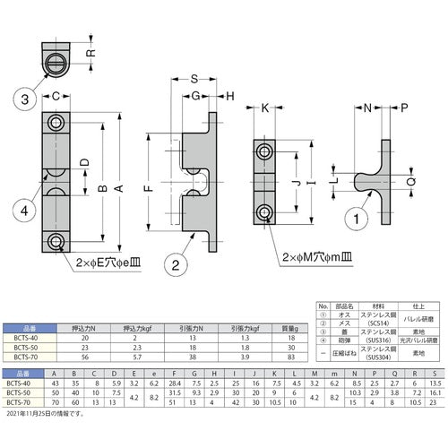 SUGATSUNE (140050242) BCTS-40 Stainless Steel Ball Catch BCTS-40 1 pc