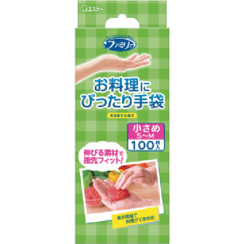 エステー　ファミリーお料理にぴったり手袋小さめサイズ　半透明１００枚入　ST76072　1 箱