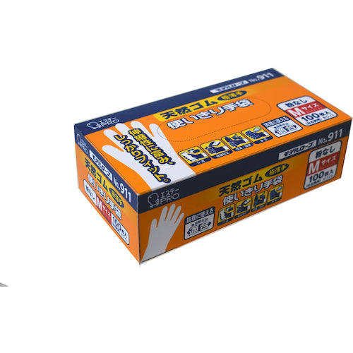 에스테이 No. 911 천연 고무 일회용 장갑 가루 없음 M ST74325 1 상자