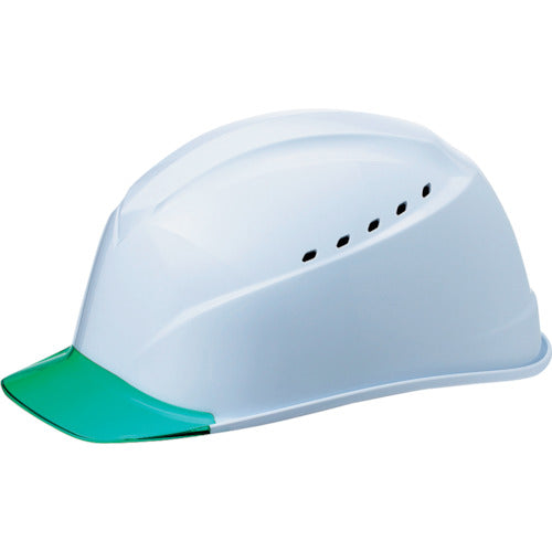 Tanizawa Air Light S Helmet (Transparent visor type, with grooves and ventilation holes) Transparent visor: Green / Hat color: White 1230-JZV-V3-W3-J 1 pc
