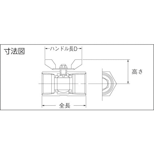 ｉｎｏｃ　ねじ込みボールバルブ　全長４４．０ｍｍ　呼び径（Ａ）１０　316SRVMB10A　1 個