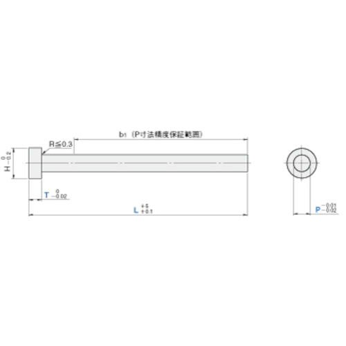 ＴＲＵＳＣＯ　標準ストレートエジェクタピン　軸径５×全長２５０×ツバ厚４　T-EPS5-250-4　1 本